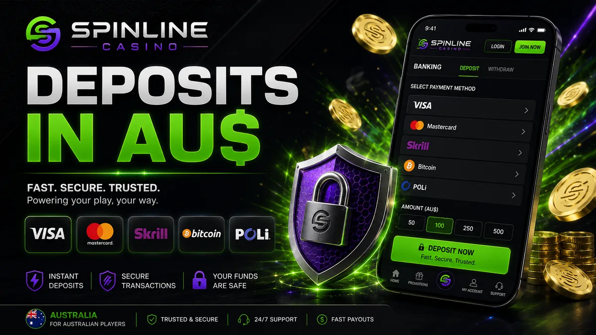 Spinline cashier screen used to withdraw winnings in Australian dollars