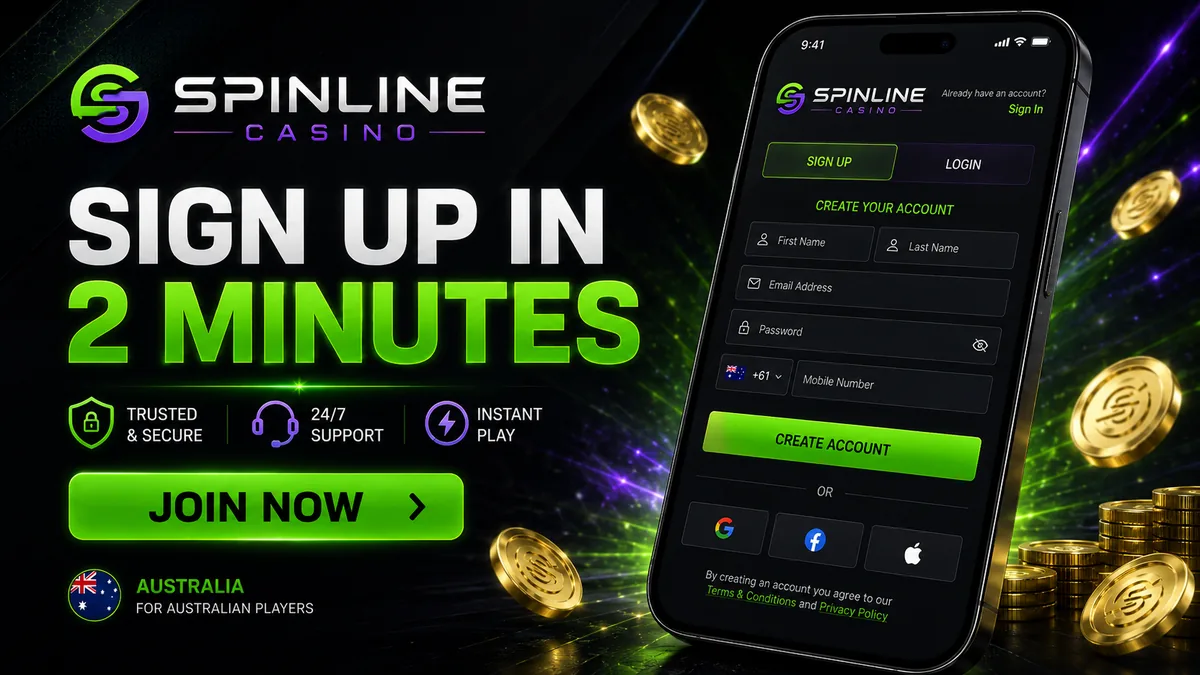 Spinline Casino sign-up form for Australian players