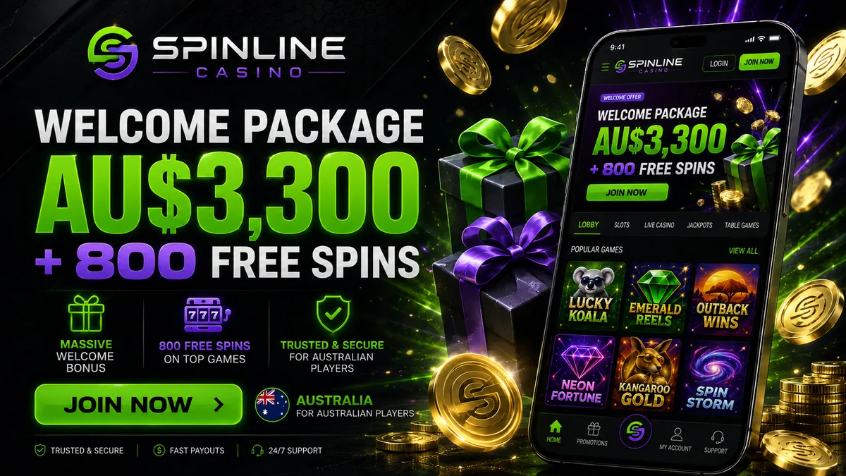 Spinline Casino Australia welcome package: 280% up to AU$3,300 plus 800 free spins